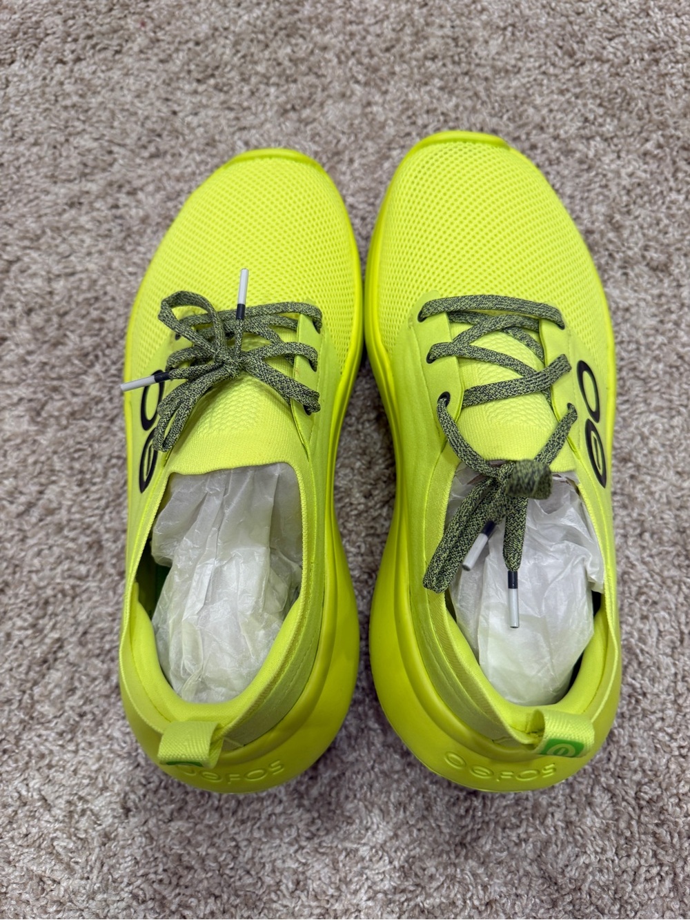 OOFOS High-Visibility Yellow Athletic Slip-Ons Size - 9.5